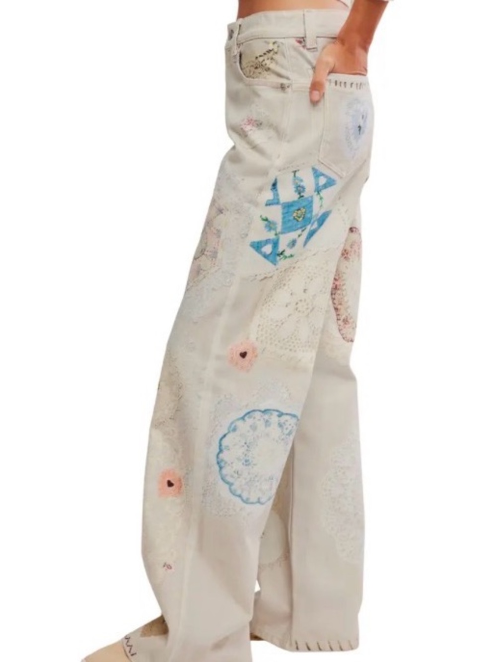 Free People Printed Straight Leg Jeans, SZ 31, NWT - Picture 2 of 10